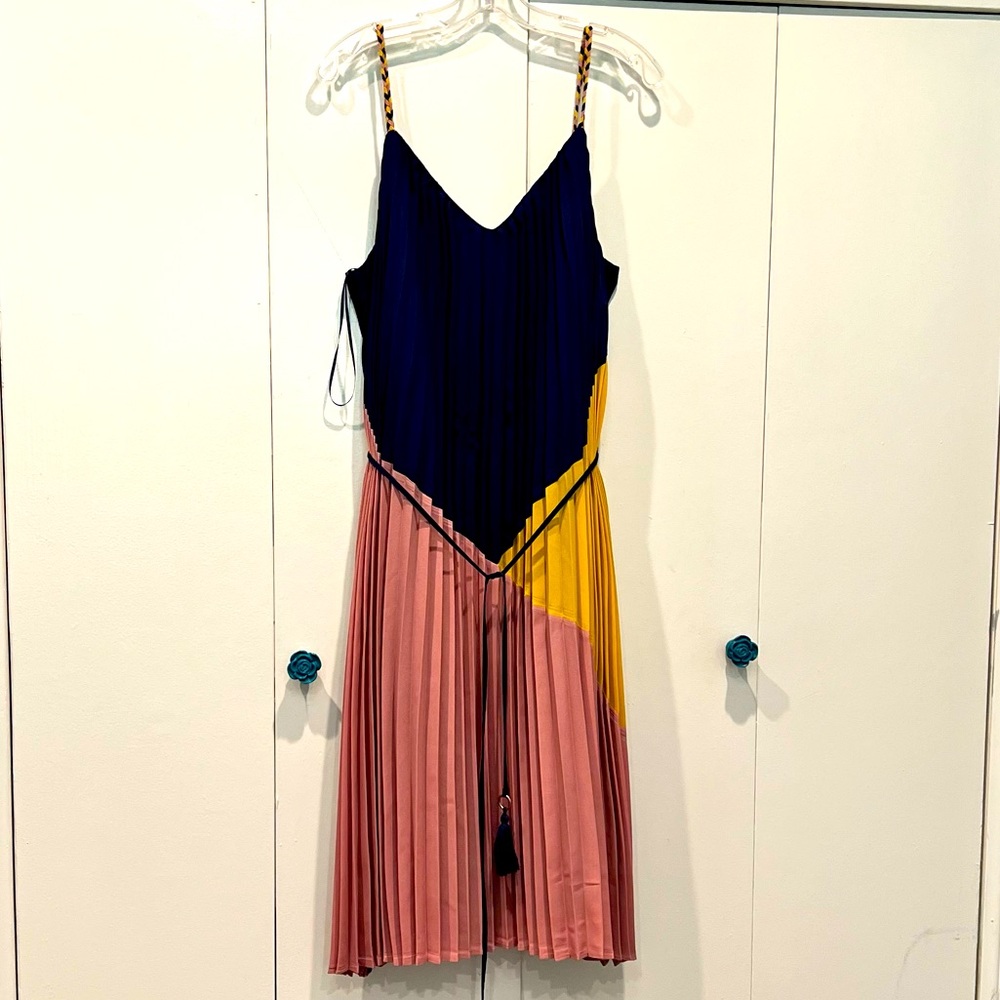 Adelyn Rae Navy Pleated Dress